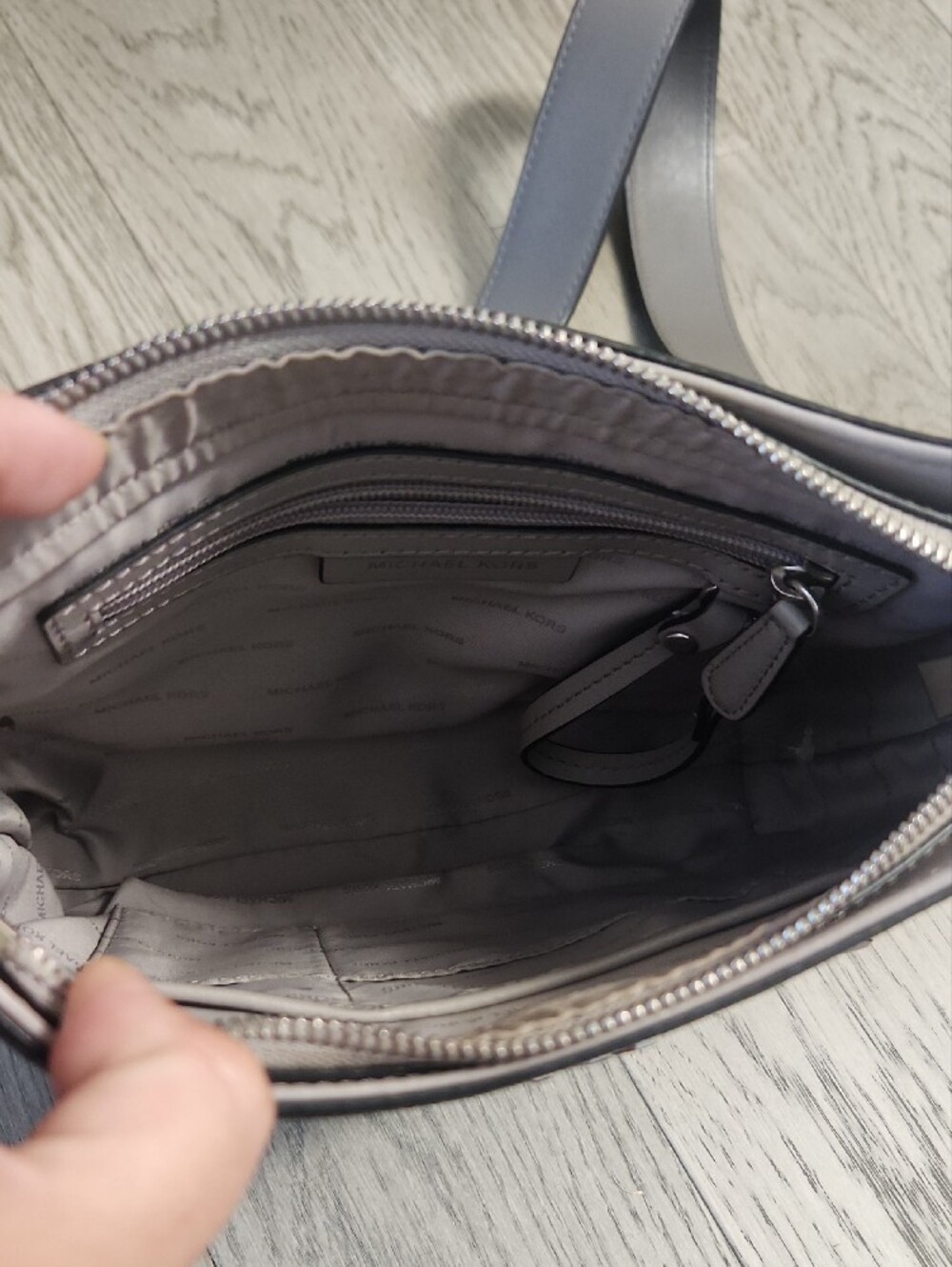 Michael Kors Gray MK Crossbody Bag - Picture 9 of 13